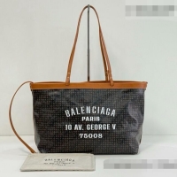 New Fashion Balenciaga Medium Select Tote Bag in Black Coated Canvas with white Balenciaga artwork printed 90819 2026