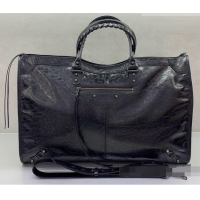Buy Fashionable Balenciaga Maxi Large Le City Tote Bag in Arena Lambskin 08439 Black 2026