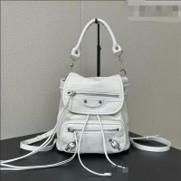 Buy New Cheap Balenciaga Mini Le City Backpack in Arena lambskin 90821 White 2026