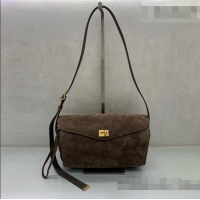 Unique Grade Balenciaga Medium Le 7 Shoulder Bag in Suede Leather 90827 Dark Brown 2026