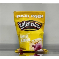 Unique Grade Balenciaga Smokey BBQ Chips Large Pouch in glossy calfskin 0001 Yellow 2026