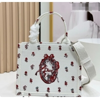 Super Quality Dior Small Book Tote Bag in White Revolution Flowers Embroidery with Dior Médaillon 0408133 2026