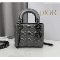 Shop Duplicate Dior Classic Mini Lady Dior Bag in Cannage Lambskin Gunmetal M0505 Gunmetal 2026