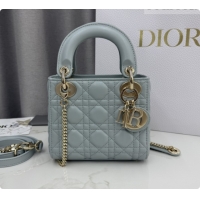 Unique Discount Dior Classic Mini Lady Dior Bag in Cannage Lambskin M0505 Lake Blue 2026