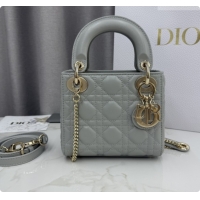Sumptuous Dior Classic Mini Lady Dior Bag in Cannage Lambskin M0505 Cloud Grey 2026
