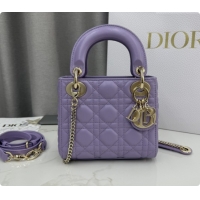 Best Price Dior Classic Mini Lady Dior Bag in Cannage Lambskin M0505 Light Purple 2026