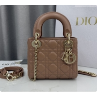 Perfect Dior Classic Mini Lady Dior Bag in Cannage Lambskin M0505 Rose Brown 2026