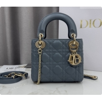 Luxury Dior Classic Mini Lady Dior Bag in Cannage Lambskin M0505 Dusty Blue 2026