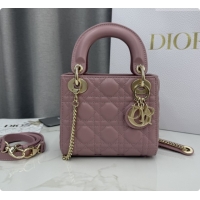 Top Design Dior Classic Mini Lady Dior Bag in Cannage Lambskin M0505 Vintage Pink 2026