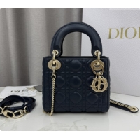 Discount Dior Classic Mini Lady Dior Bag in Cannage Lambskin M0505 Midnight Blue 2026