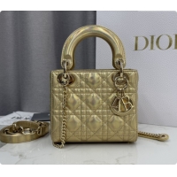 Buy Discount Dior Classic Mini Lady Dior Bag in Cannage Lambskin M0505 Iridescent Gold 2026