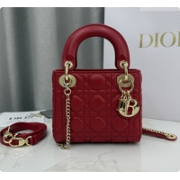 Luxury Dior Classic Mini Lady Dior Bag in Cannage Lambskin M0505 Red 2026
