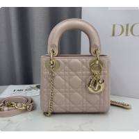 Good Quality Dior Classic Mini Lady Dior Bag in Cannage Lambskin M0505 Blush Pink 2026