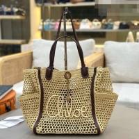 Luxury Discount Chloe Raffia Straw & Leather Large Tote Bag 0226 Beige 2026