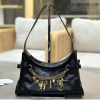 Top Grade Chloe Shiny Leather Small Hobo Bag with Charm 8325 Black 2026