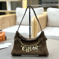 New Design Chloe Suede Small Hobo Bag with Charm 8325 Brown 2026