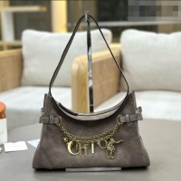 Top Grade Chloe Suede Small Hobo Bag with Charm 8325 Grey 2026