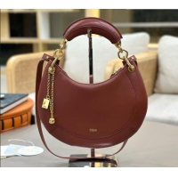 Stylish Cheap Chloe Small Chloé Banana Zipped Hobo in Soft Leather 1302 Brown 2026
