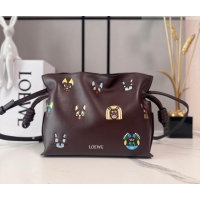 Grade Design Louis Wain x Loewe Mini Flamenco Clutch in Cat Embroidered Nappa Calfskin Leather L17057 Brown 2026