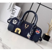 Luxury Cheap Loewe Cat Embroidered Denim Amazona 23 Cropped Bag 27066 Blue 2026