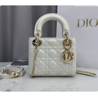 Top Quality Dior Classic Mini Lady Dior Bag in Cannage Lambskin M0505 Iridescent White 2026