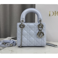 Best Price Dior Classic Mini Lady Dior Bag in Cannage Lambskin M0505 Ice Blue/Silver 2026