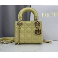 Low Price Dior Classic Mini Lady Dior Bag in Cannage Lambskin M0505 Chick Yellow/Gold 2026