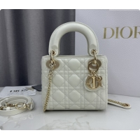 Super Quality Dior Classic Mini Lady Dior Bag in Cannage Lambskin M0505 White/Gold 2026