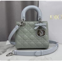 Funny Dior Small Lady Bag in Cannage Lambskin with Bow M0538 Lily Green/Ice Blue 2026