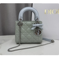 Good Quality Dior Classic Mini Lady Dior Bag in Cannage Lambskin with Bow M0505 Lily Green/Ice Blue 2026