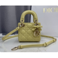 Best Product Dior Mini Lady Dior Bag in Cannage Lambskin with Bow D6603 Chick Yellow 2026