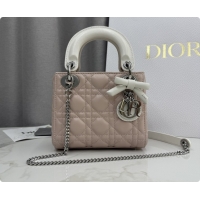 Top Design Dior Mini Lady Dior Bag in Cannage Lambskin with Bow D6603 Soft Pink/White 2026