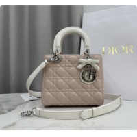 Cheap Price Dior Small Lady Bag in Cannage Lambskin with Bow M0538 Soft Pink/White 2026