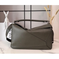 Spot Discount Loewe Large Puzzle Edge bag in soft grained calfskin 052446 Dark Olive 2026