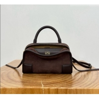 Best Price Loewe Mini Amazona 180 Bag in Suede 81001 Dark Chestnut Brown 2026