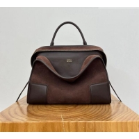 Promotional Loewe Large Amazona 180 Bag in Suede 81004 Dark Chestnut Brown 2026