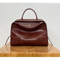 Grade Cheap Loewe Large Amazona 180 Bag in Crocodile Pattern Calfskin 81005 Reddish Brown 2026