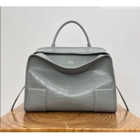 Free Shipping Loewe Large Amazona 180 Bag in Crocodile Pattern Calfskin 81005 Grey 2026