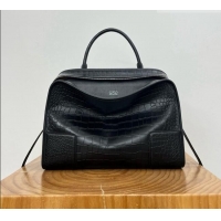 High Quality Loewe Large Amazona 180 Bag in Crocodile Pattern Calfskin 81005 Black 2026