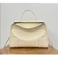 Luxury Cheap Loewe Large Amazona 180 Bag in Crocodile Pattern Calfskin 81005 White 2026