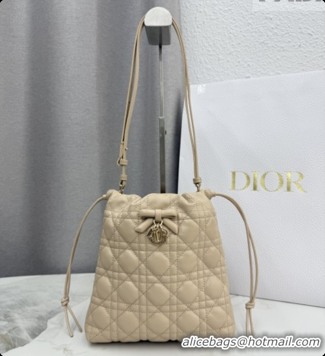 Good Product Dior Adiorable Mini Bucket Bag in Cannage Lambskin S2611 Beige 2026
