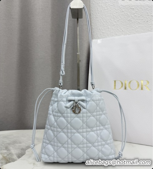 Low Price Dior Adiorable Mini Bucket Bag in Cannage Lambskin S2611 Ice Blue 2026