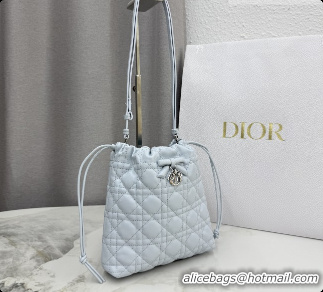 Low Price Dior Adiorable Mini Bucket Bag in Cannage Lambskin S2611 Ice Blue 2026