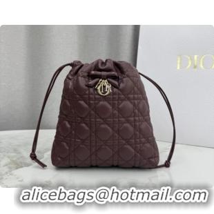 Classic Practical Dior Adiorable Mini Bucket Bag in Cannage Lambskin S2611 Burgundy 2026