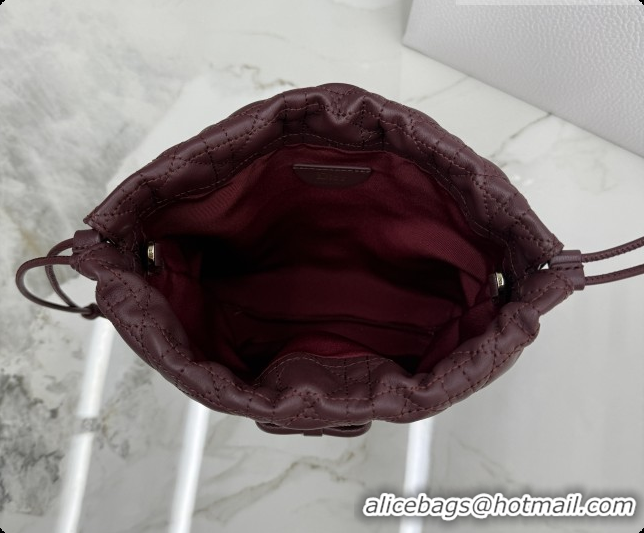 Classic Practical Dior Adiorable Mini Bucket Bag in Cannage Lambskin S2611 Burgundy 2026