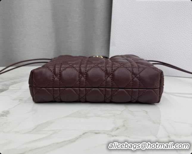 Classic Practical Dior Adiorable Mini Bucket Bag in Cannage Lambskin S2611 Burgundy 2026