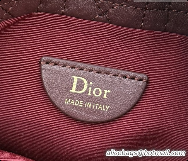 Classic Practical Dior Adiorable Mini Bucket Bag in Cannage Lambskin S2611 Burgundy 2026