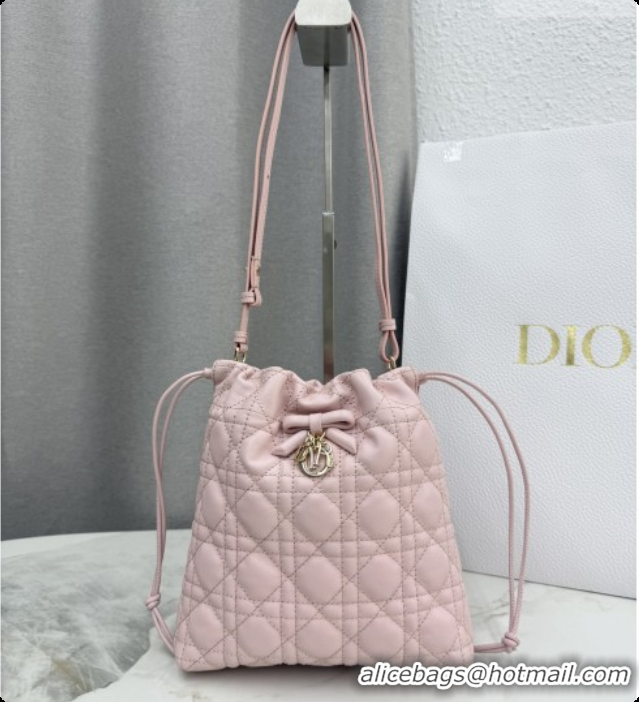 Best Luxury Dior Adiorable Mini Bucket Bag in Cannage Lambskin S2611 Soupir Pink 2026