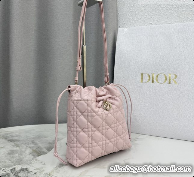 Best Luxury Dior Adiorable Mini Bucket Bag in Cannage Lambskin S2611 Soupir Pink 2026