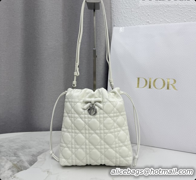 Reasonable Price Dior Adiorable Mini Bucket Bag in Cannage Lambskin S2611 White 2026